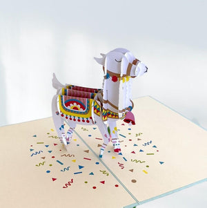 Handmade Baby Llama Pop Up Greeting Card - 3D Animal Pop Out Cards
