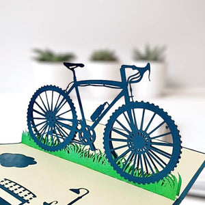 Handmade Blue Bicycle Pop Up Card - Online Party Supplies
