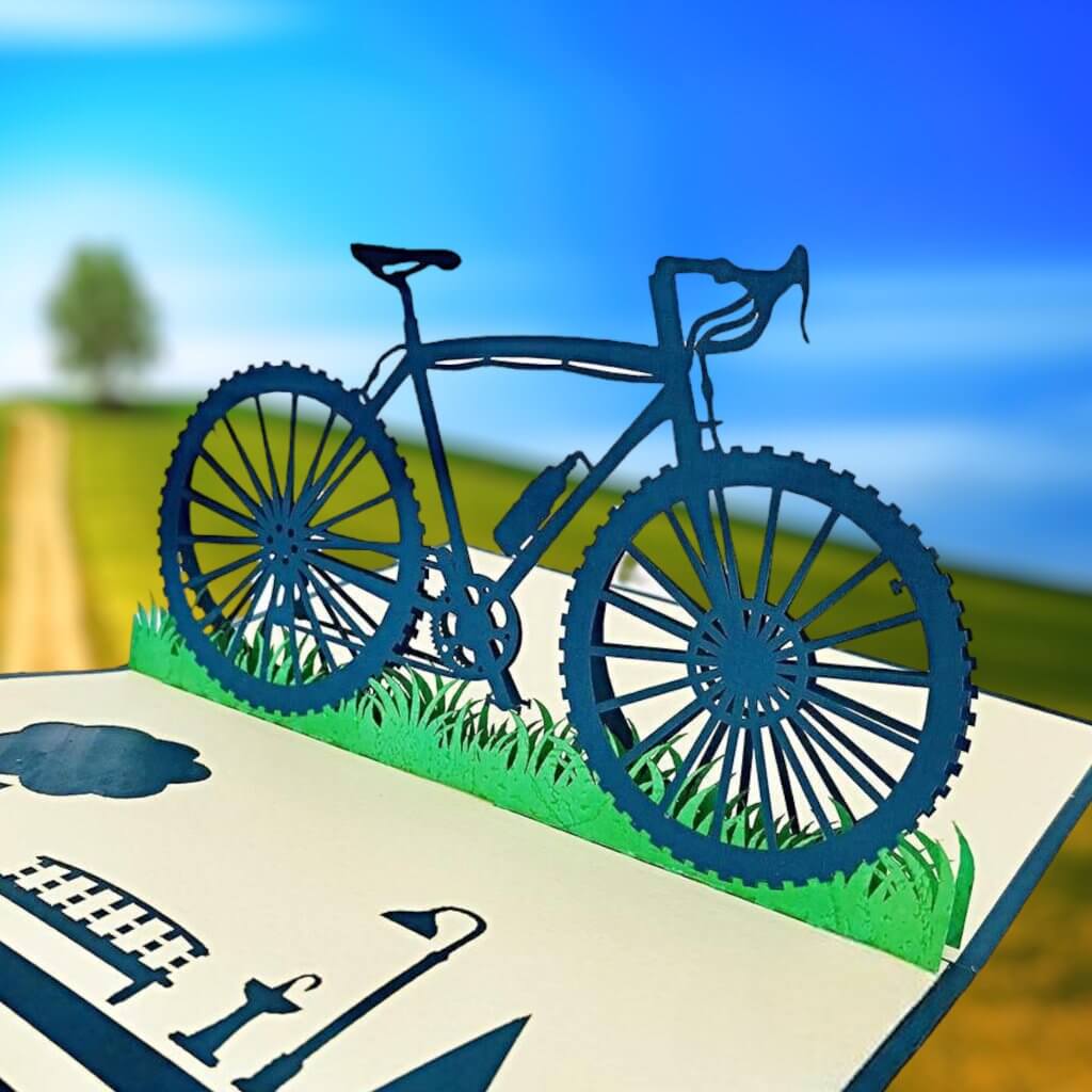 Handmade Blue Bicycle Pop Up Card - Online Party Supplies