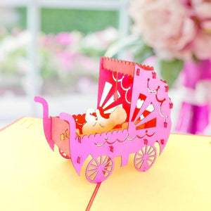 Handmade Baby Pram Pop Up Card - Online Party Supplies