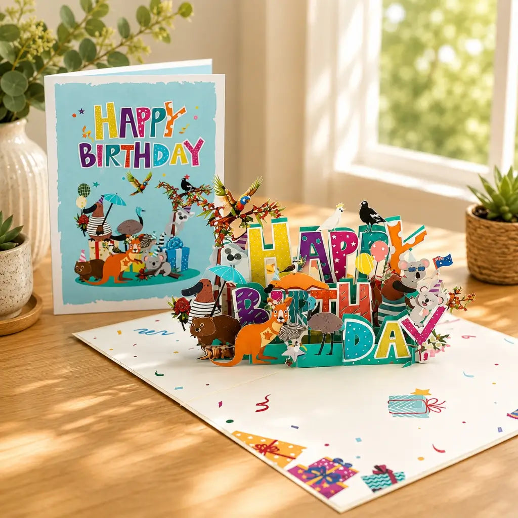 Australian Animal Happy Birthday 3D Pop Up Greeting Card