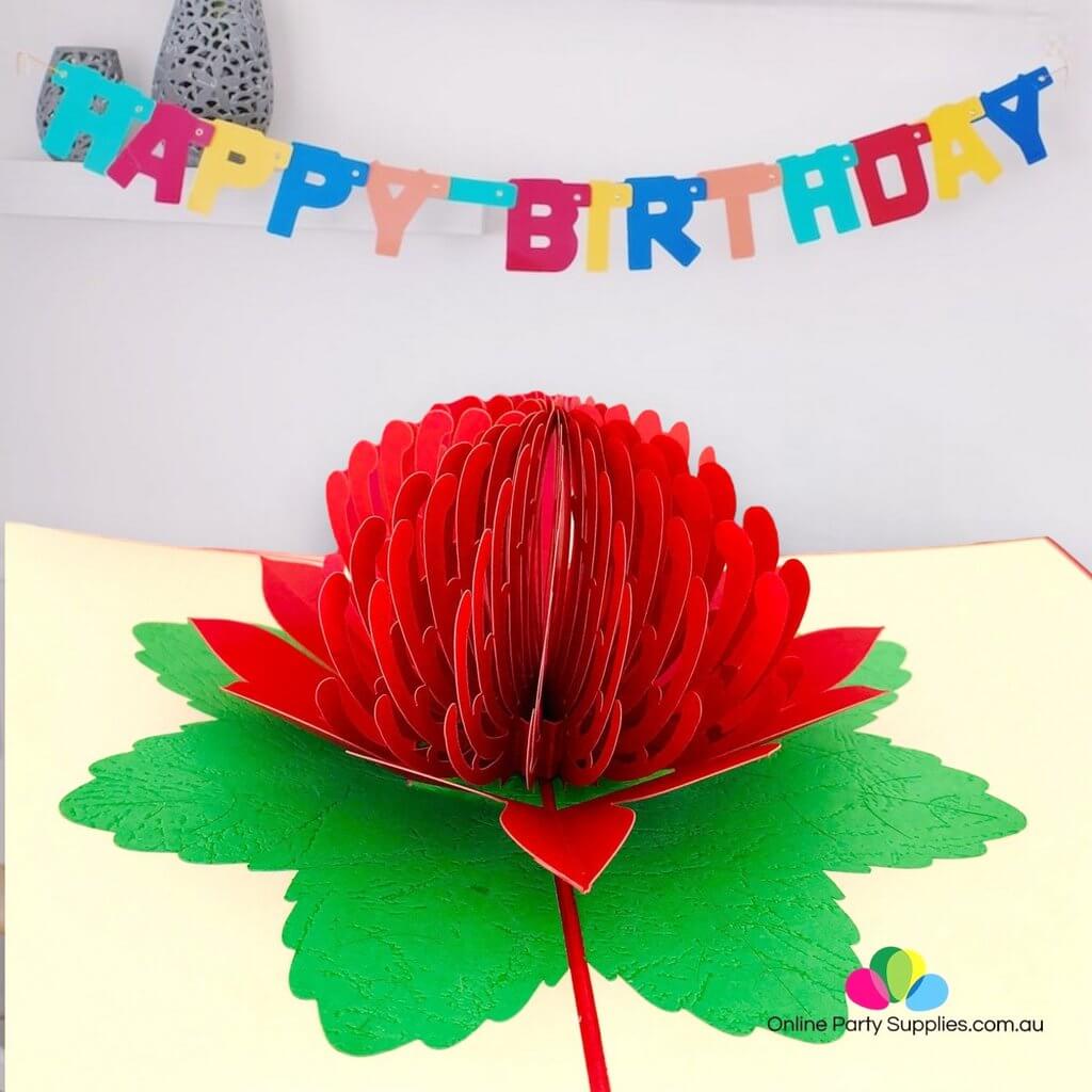 Australian Native Flower Red Waratah Pop Up Card