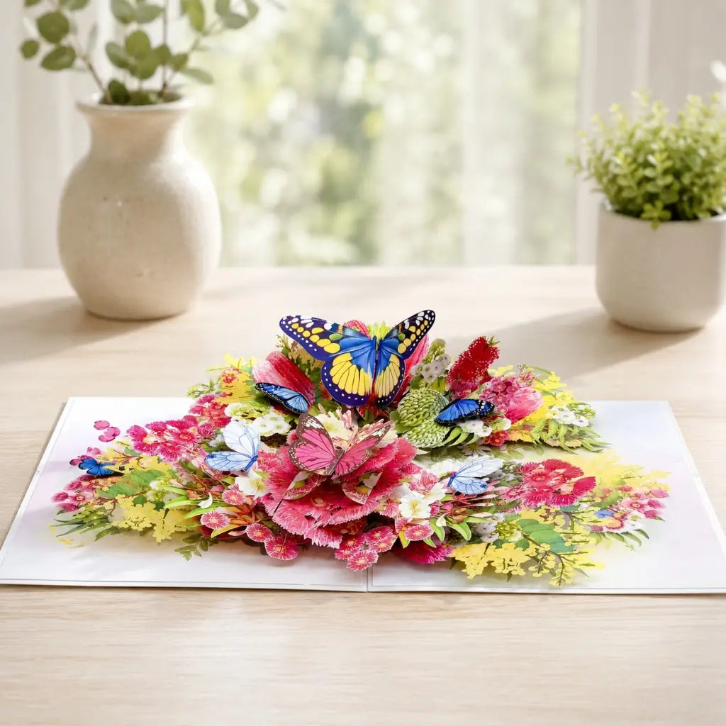 Spring Australian Native Garden with Butterflies 3D Pop Up Greeting Card