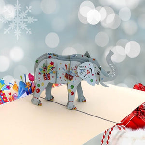 Handmade Online Party Supplies Asian Elephant with Presents 3D Birthday Pop Up Card