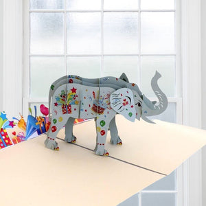 Handmade Online Party Supplies Asian Elephant with Presents 3D Pop Up Greeting Card