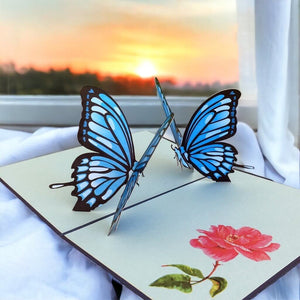 Handmade Blue Butterfly Pop Up Greeting Card - Online Party Supplies