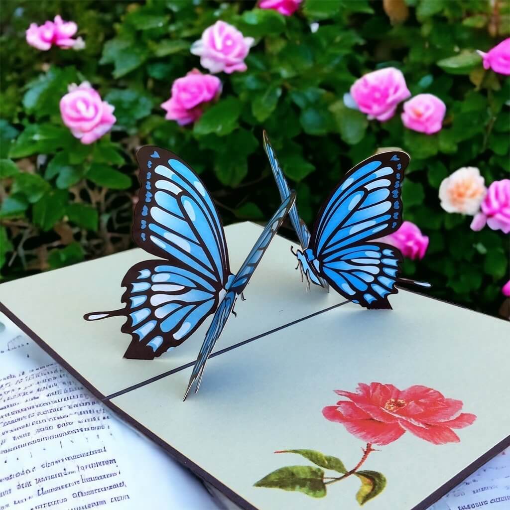 Handmade Blue Butterfly Pop Up Greeting Card