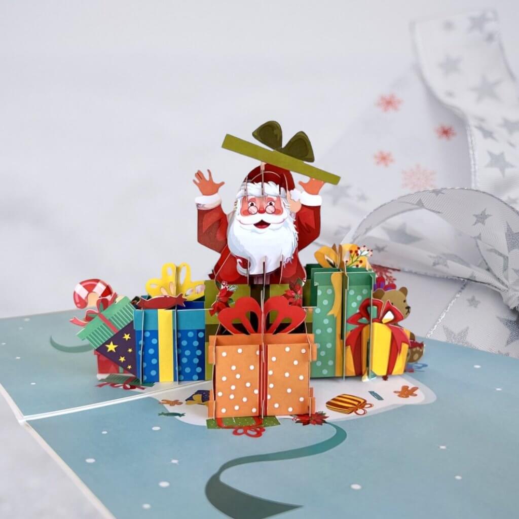 Handmade Santa Claus with Xmas Presents Pop Up Christmas Card