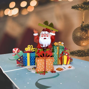 Handmade Santa Claus with Xmas Presents Pop Up Christmas Card