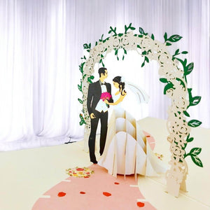 Handmade Classic Ivory Wedding 3D Pop Up Card - Online Party Supplies