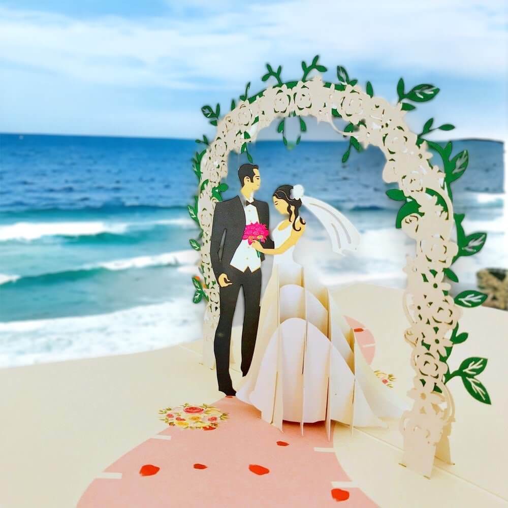 Classic Ivory Wedding 3D Pop Up Card