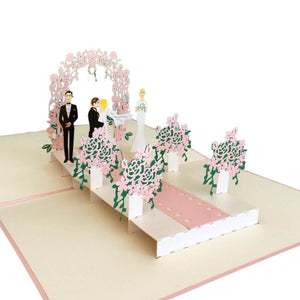 Handmade Classic Pink Wedding With Bridesmaid and Best man 3D Pop Up Card - Online Party Supplies