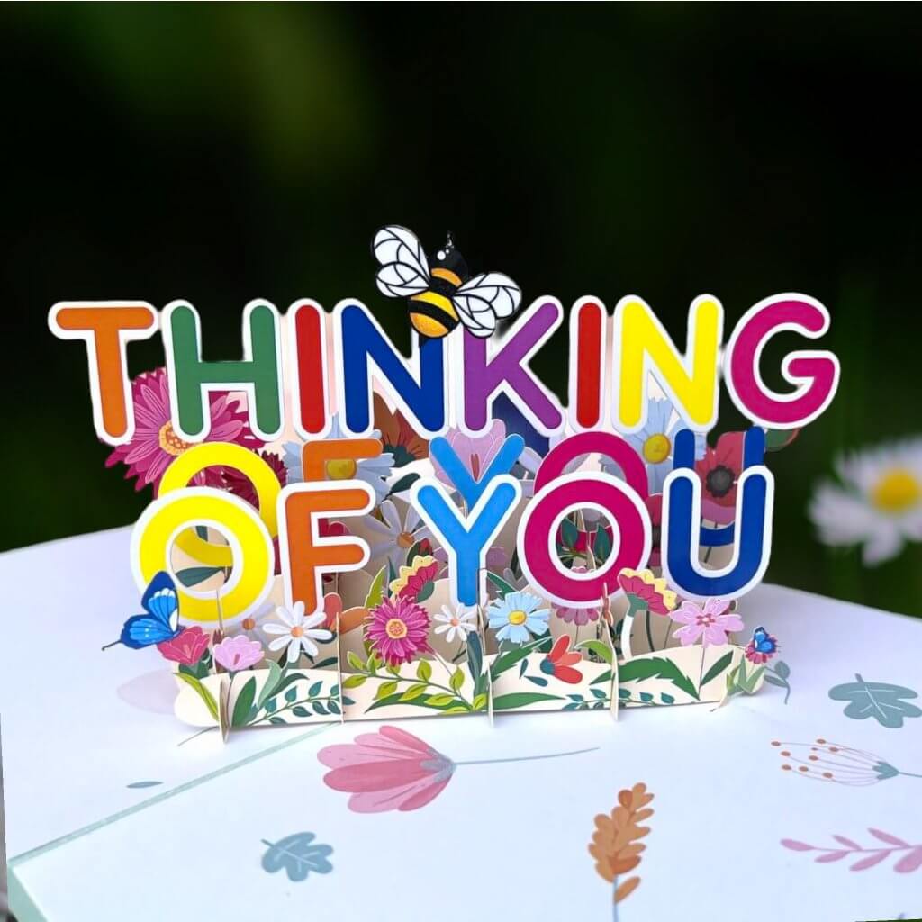 Handmade THINK OF YOU Spring Gardens 3D Pop Up Card