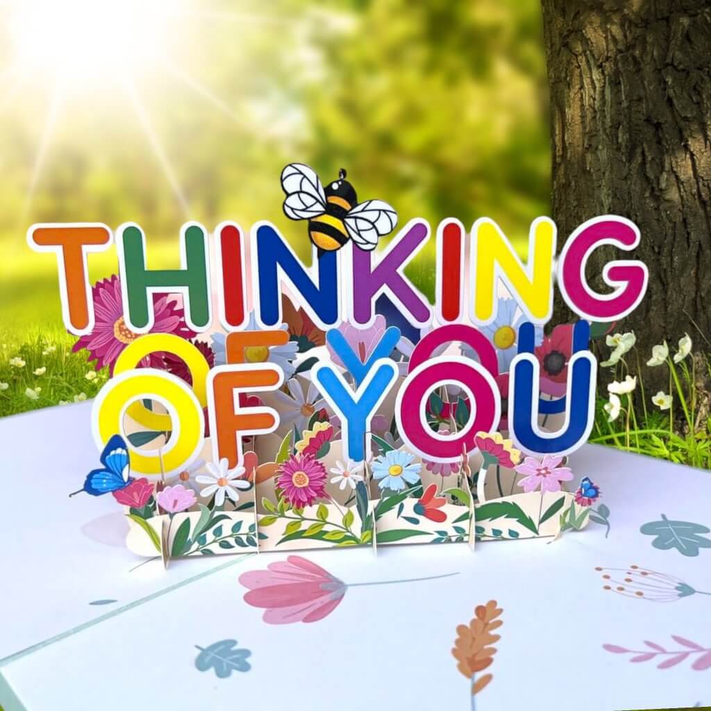 Handmade THINK OF YOU Spring Gardens 3D Pop Up Card
