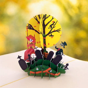 Handmade Spooky Skeleton Couple Dating in Cemetery 3D Halloween Pop Up Card