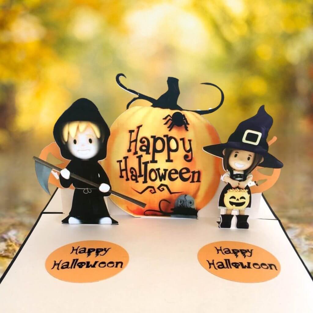 Happy Halloween Pumpkin Pop Up Card For Kids
