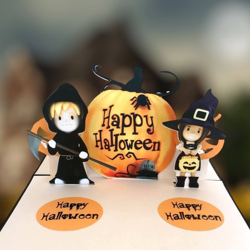 Handmade Happy Halloween Pumpkin Pop Up Greeting Card For Kids