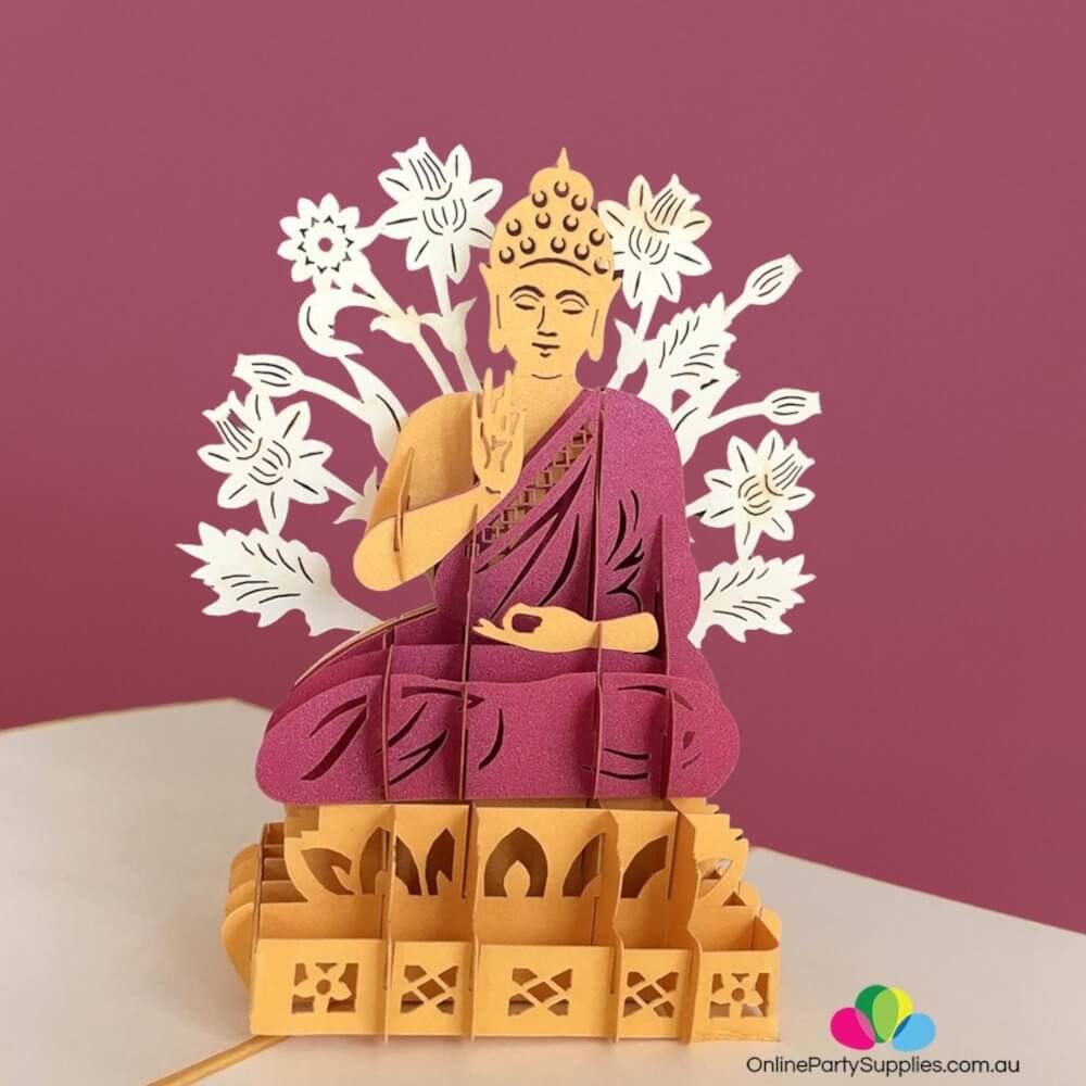 Handmade Gold Sitting Buddha In Meditation 3D Pop Up Card