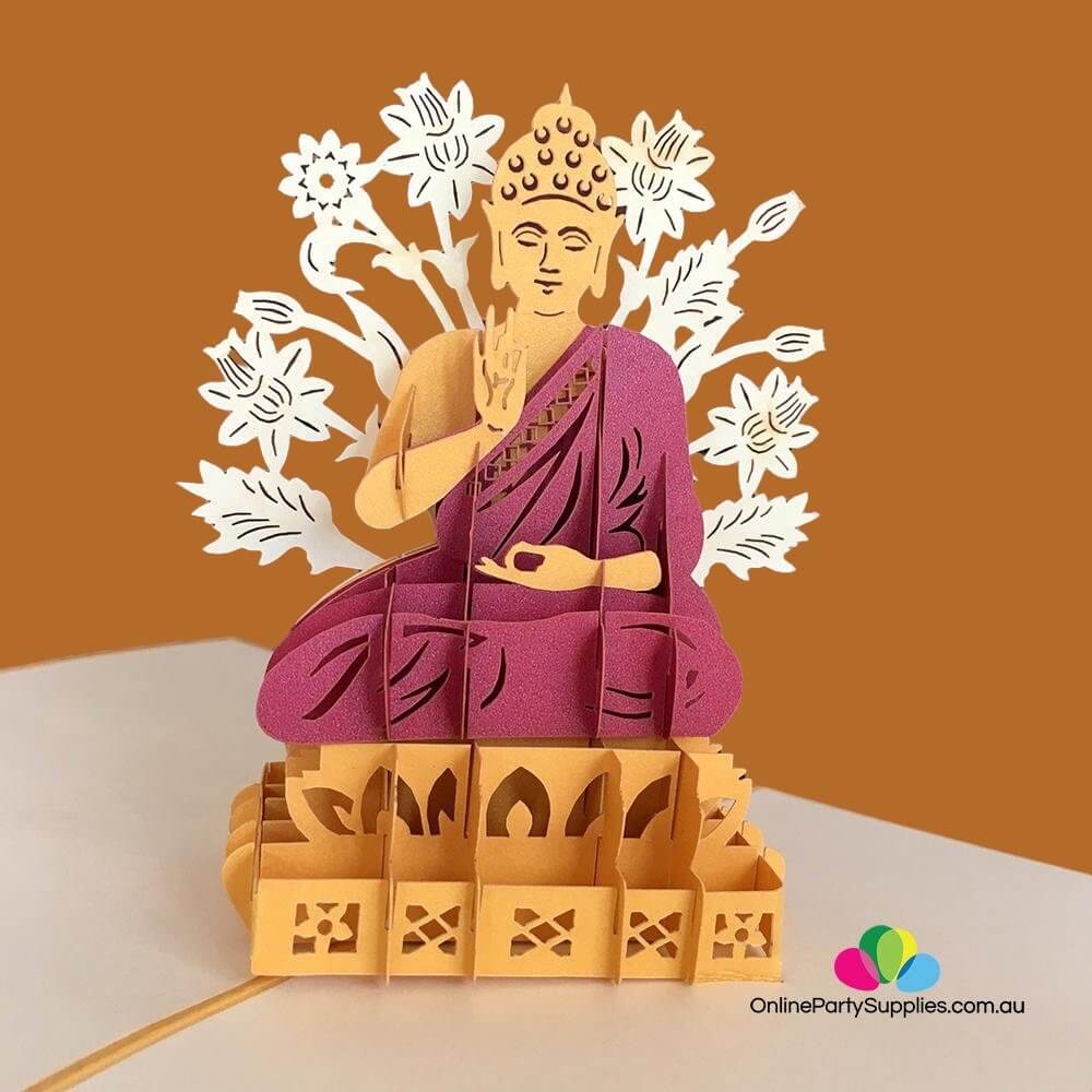 Handmade Gold Sitting Buddha In Meditation 3D Pop Up Card