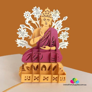Handmade Gold Sitting Buddha In Meditation 3D Pop Up Card