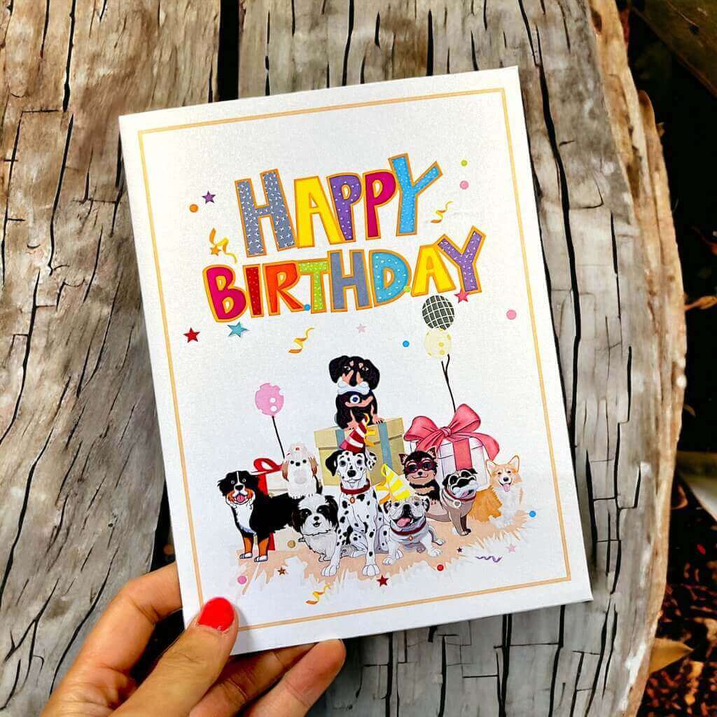 Dog Happy Birthday Party Pop Up Card