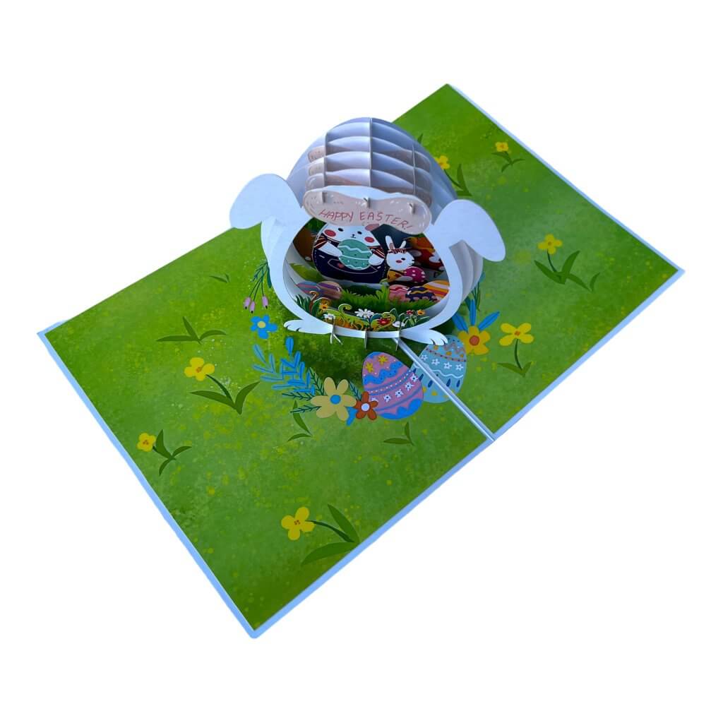 Happy Easter Bunny in Egg House Pop Card