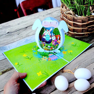 Happy Easter Bunny in Egg House Pop Card