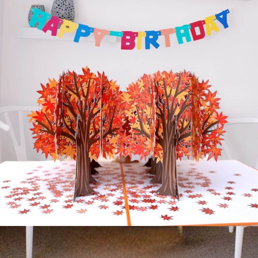 Stunning Japanese Red Maple Forest in Autumn 3D Pop Up Card