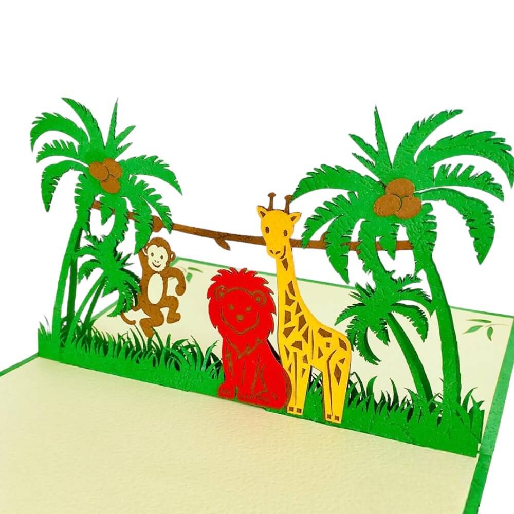 Handmade Jungle Animals 3D Pop Up Card - Online Party Supplies
