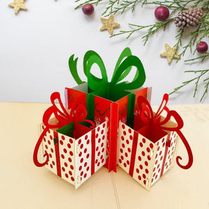 Handmade Large Christmas Present Boxes Pop Up Greeting Card