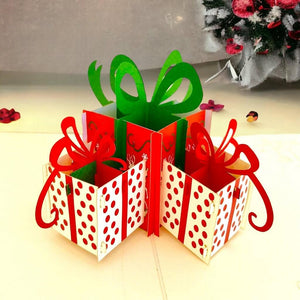Handmade Large Christmas Present Boxes Pop Up Greeting Card