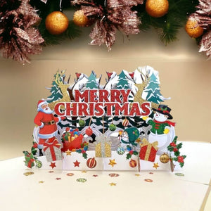 Luxury Classic Santa, Snowman & Xmas Ornament Christmas Pop Up Card