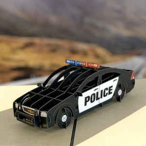 Handmade 3D Police Car Pop Up Emergency Transportation Vehicle Greeting Card