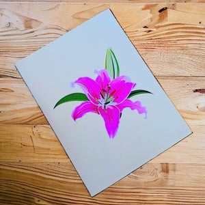 Hot Pink Lily Origami Pop Card