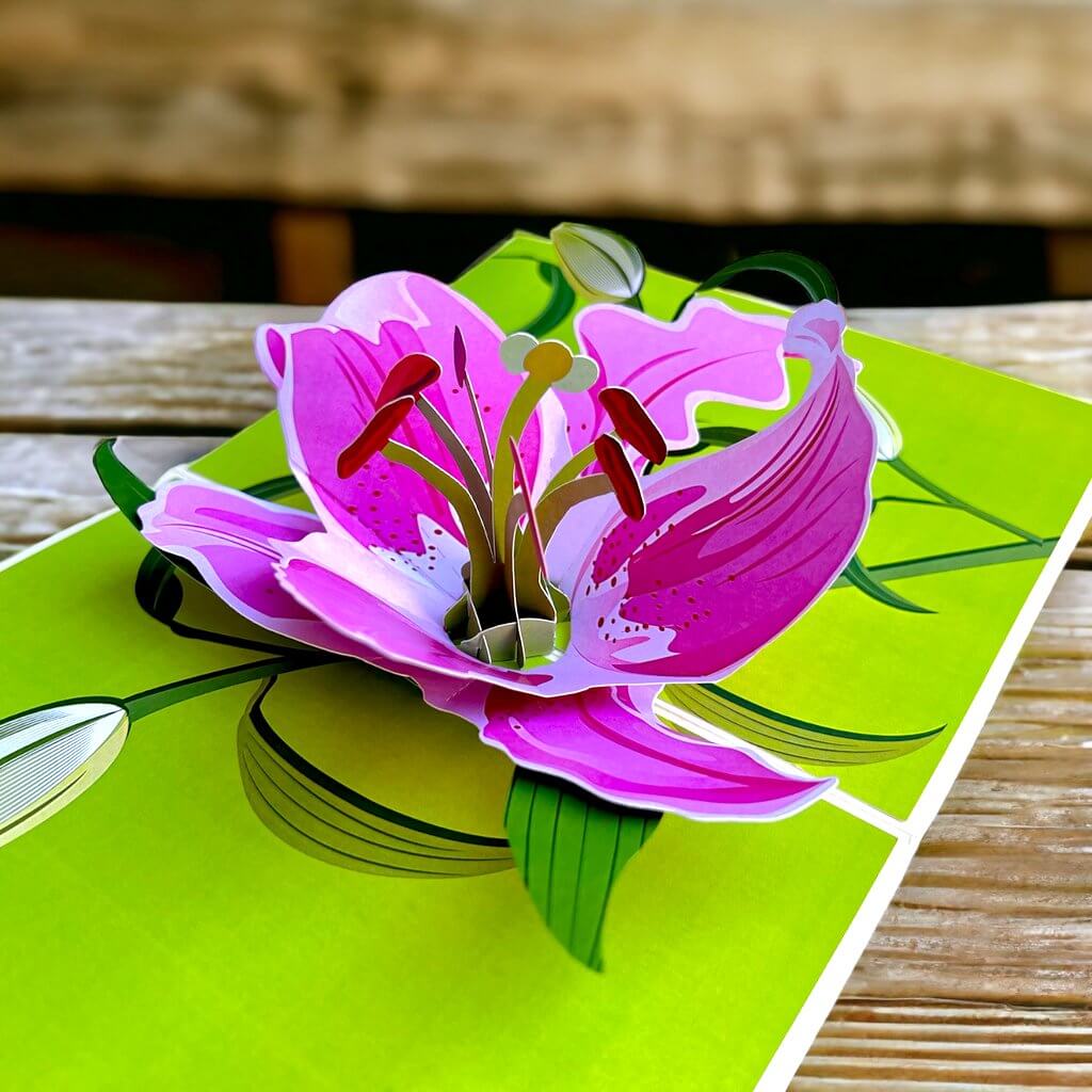 Hot Pink Lily Origami Pop Card