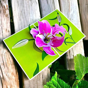 Hot Pink Lily Origami Pop Card