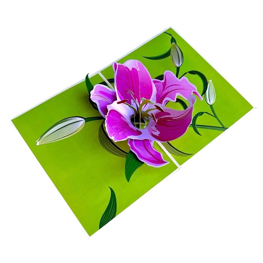 Hot Pink Lily Origami Pop Card