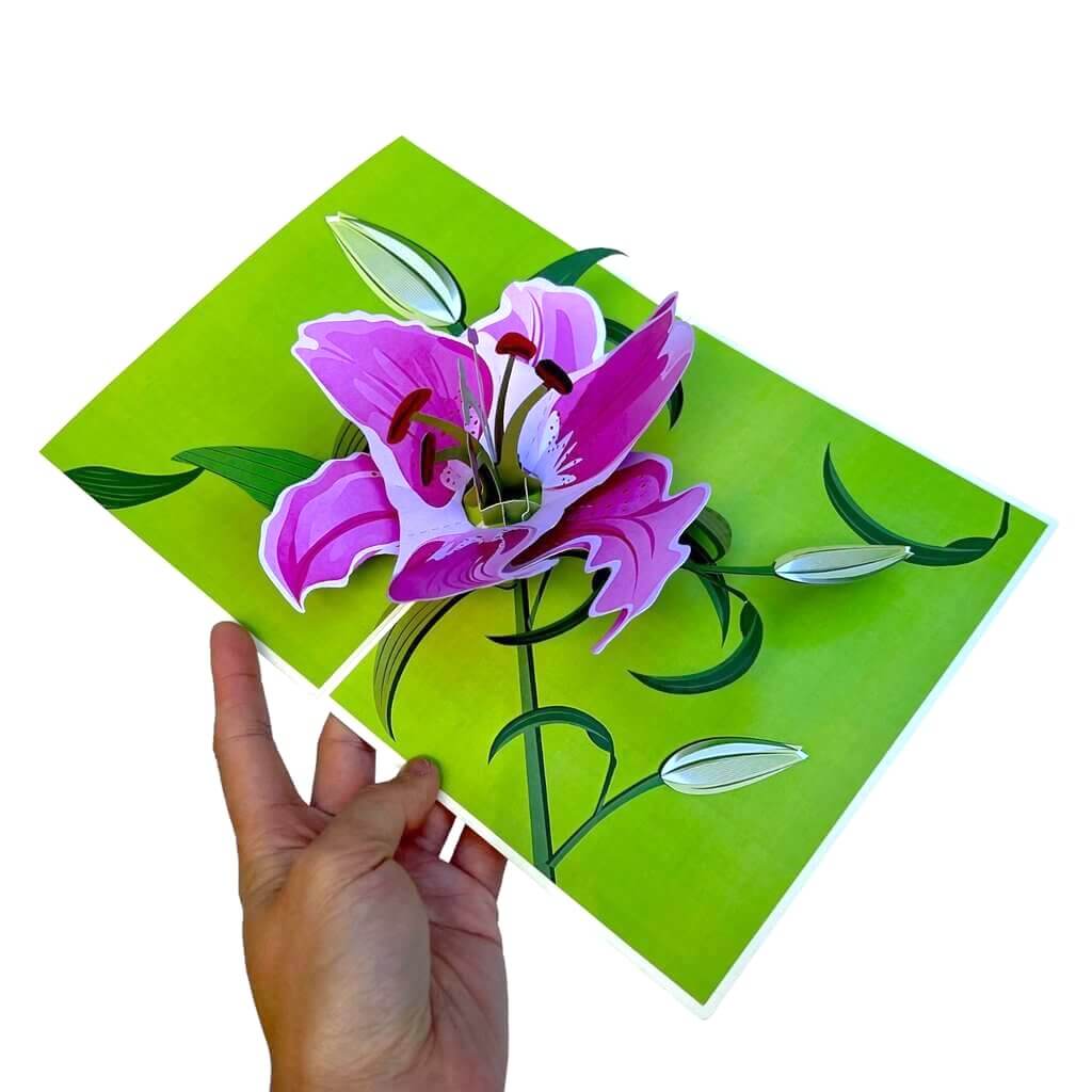 Hot Pink Lily Origami Pop Card