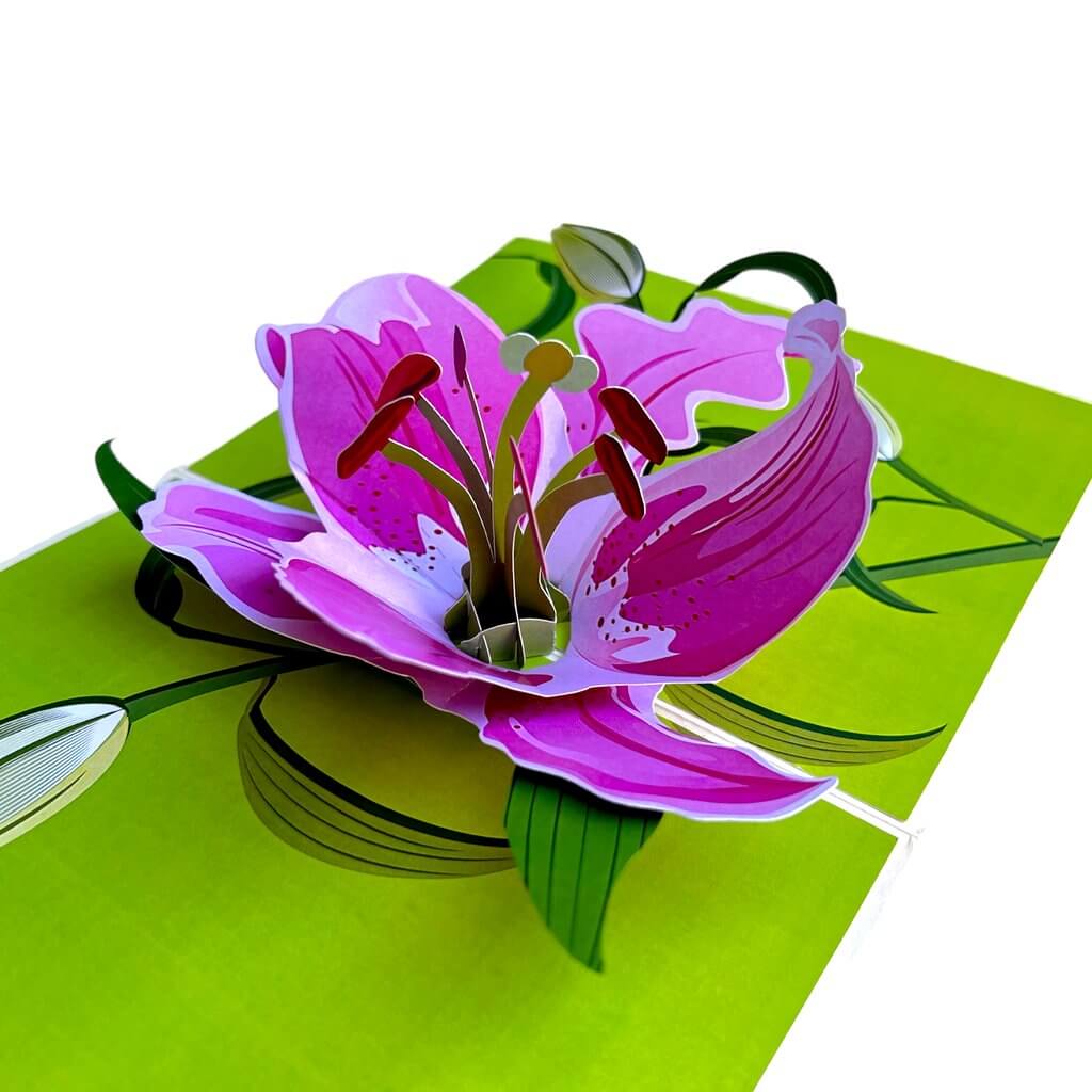 Hot Pink Lily Origami Pop Card