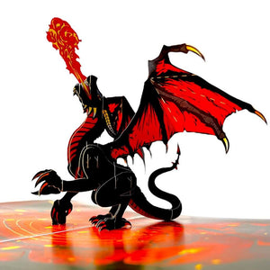 Fire Breathing Black Dragon Origami Pop Card
