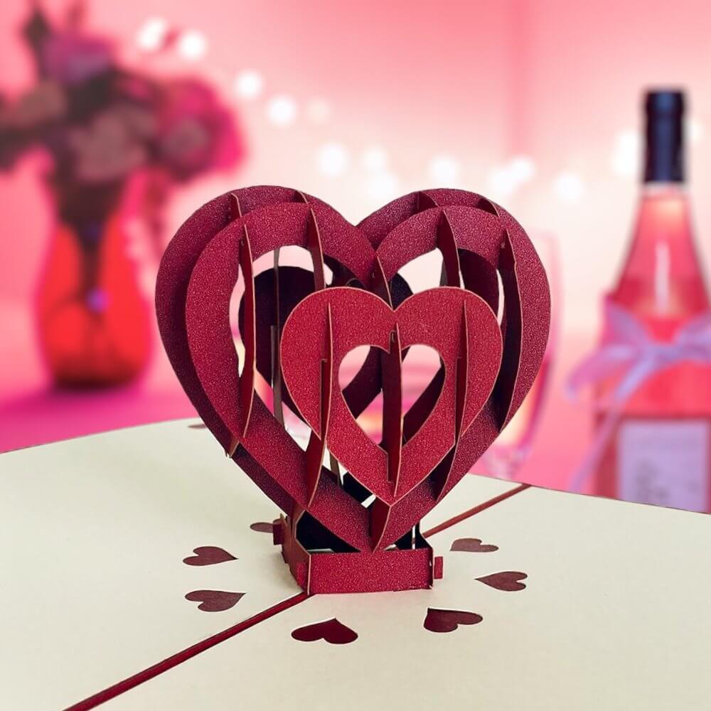 Handmade Red Heart 3D Pop Up Valentine's Day Card - Online Party Supplies