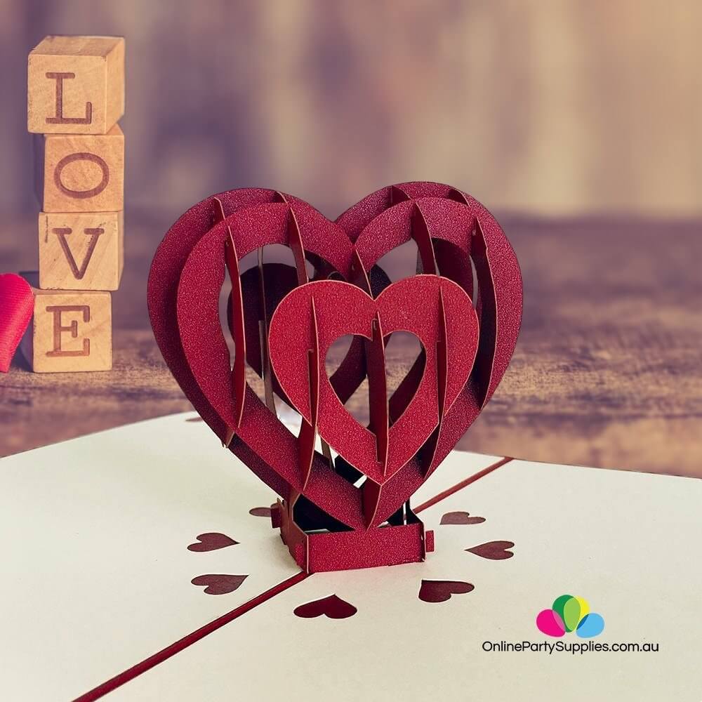 Handmade Red Heart 3D Pop Up Valentine's Day Card - Online Party Supplies