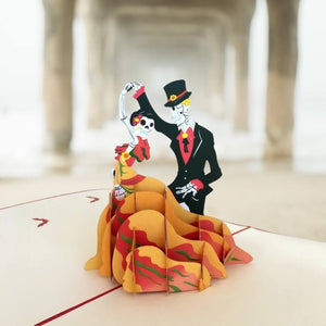 Handmade Skeleton Wedding Couple Dancing Halloween Pop Up Greeting Card
