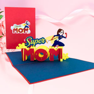 Handmade 'Super Mom' Pop Up Mother's Day Greeting Card