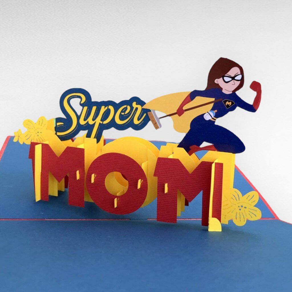 Handmade 'Super Mom' Pop Up Mother's Day Greeting Card