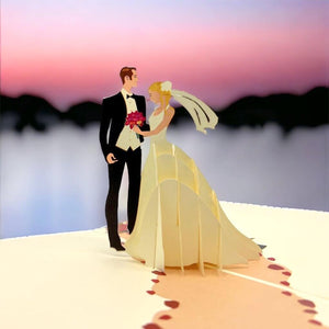 Handmade Western Wedding Couple 3D Pop Up Card - WED12.02