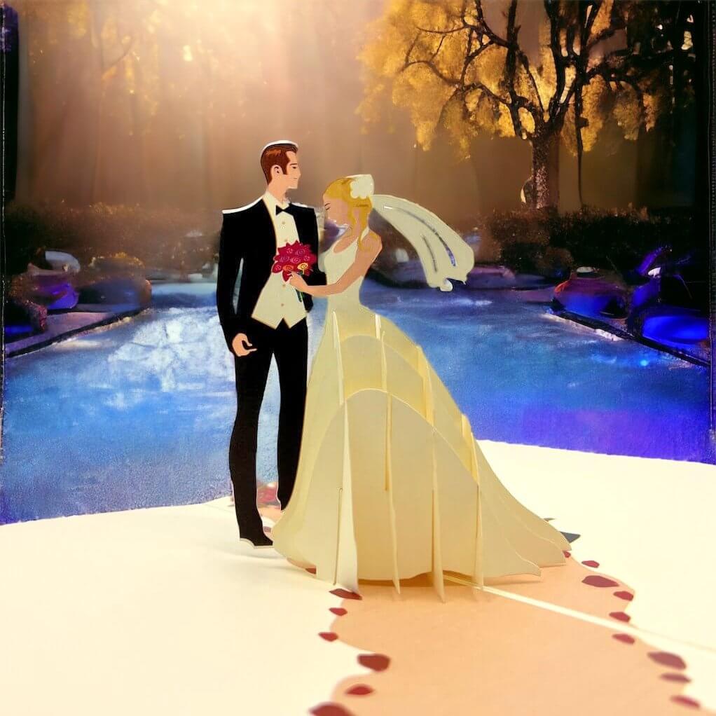 Handmade Wedding Couple 3D Pop Up Greeting Card