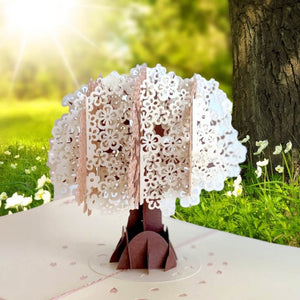 Handmade White Cherry Blossom Tree 3D Pop Up Card