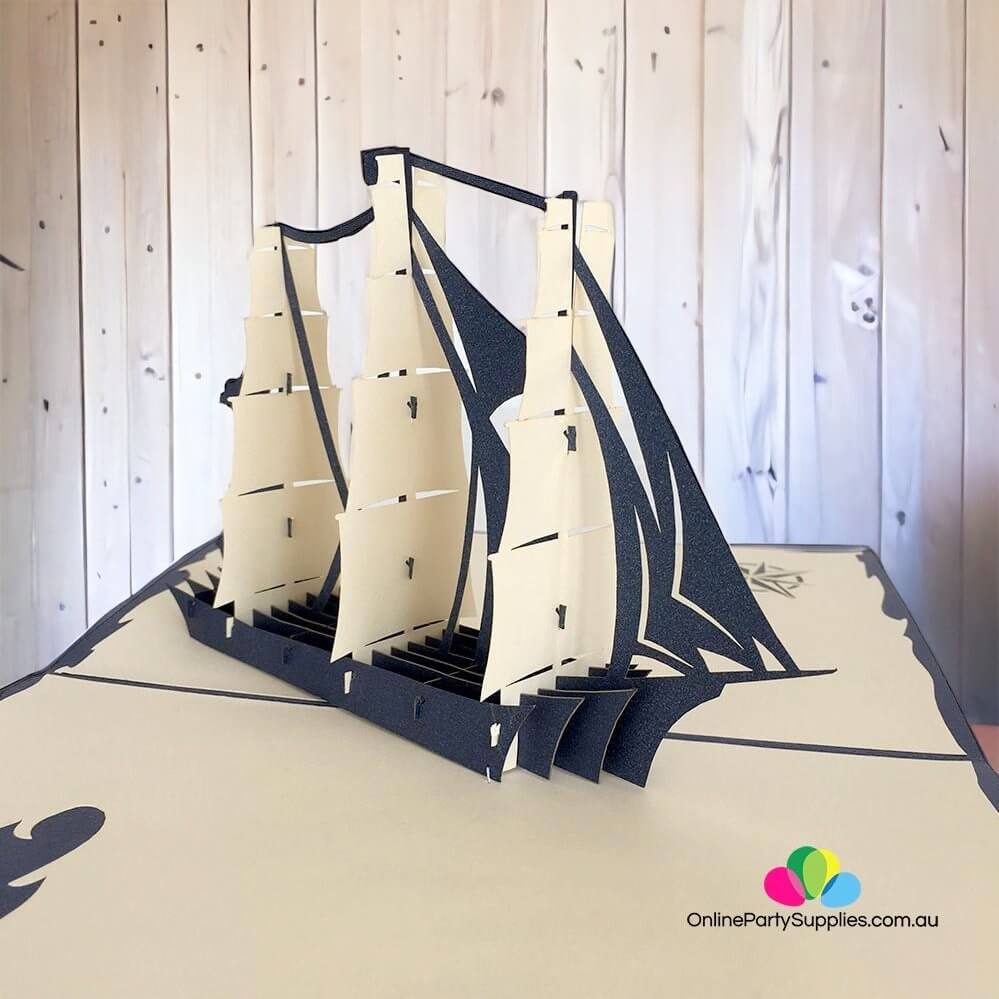Handmade White Sailing Boat Pop Up Card - Online Party Supplies