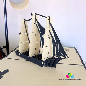 Handmade White Sailing Boat Pop Up Card - Online Party Supplies